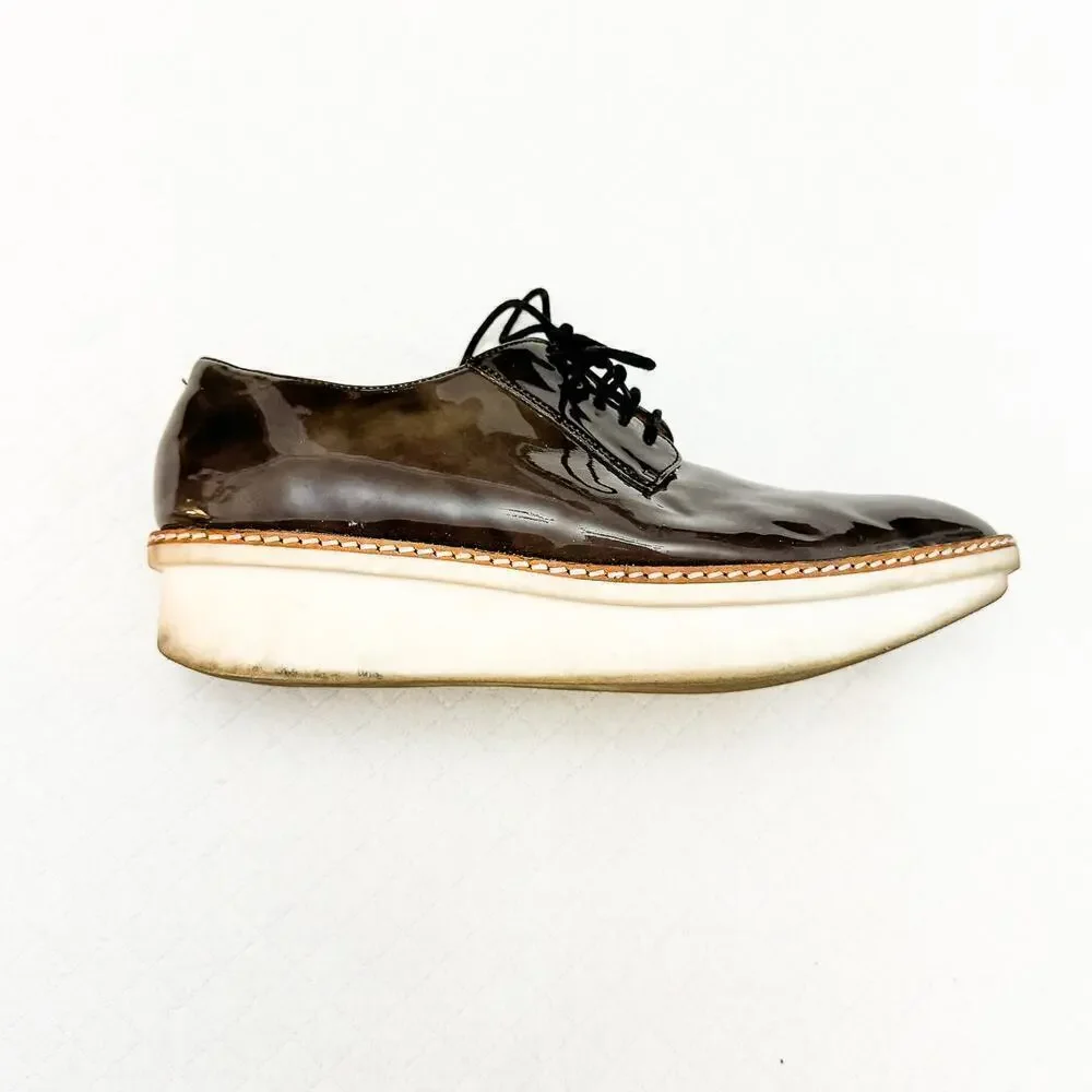 Derek Lam 10 Crosby Pointy Toe Leather Oxford Sport Loafer Green Size 7